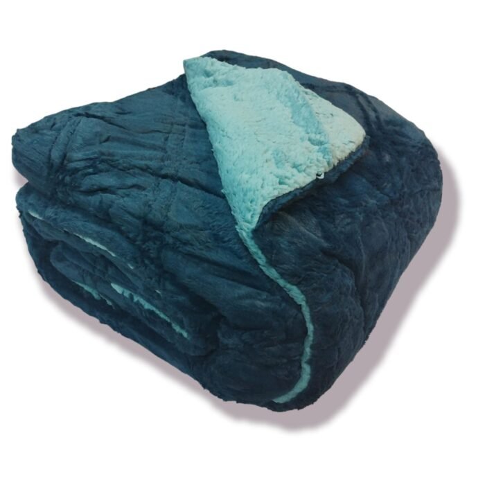 Edredón Visón Sherpa Cama 90-150cm Azul Aqua: Diamond Tacto Peluche, Sherpa Interior, 600grs Gramaje, 260cm Largo + Fundas Almohadas Regalo 50x70cm. - Imagen 6