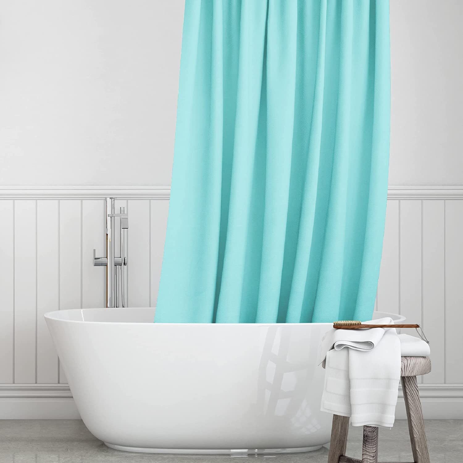 Cortina de ducha lisa verde agua impermeable
