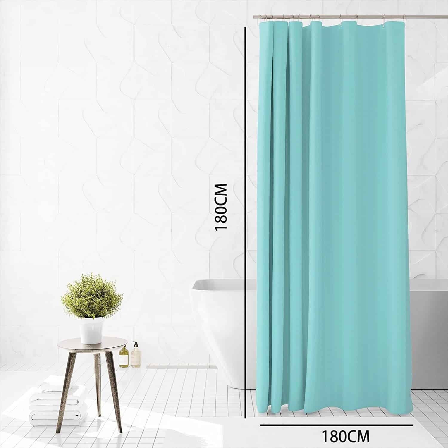 Cortina de ducha lisa verde agua impermeable - Imagen 2