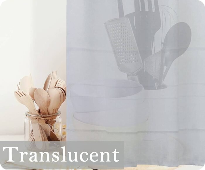 Cortina de Cocina visillo con Trabilla Translúcidas Modelo Liso en Gris claro para Decoración de Ventanas, Pasillos, Baño, sala en varios altos 140 cm Hasta 220cm. - Imagen 3