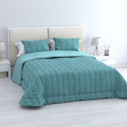 Edredón Sherpa Nórdico Aqua Jacquard Espiga: Sedalina Tacto Peluche, Sherpa Interior, 600grs Gramaje, 260cm Largo + Fundas Almohadas Regalo 50x70cm.