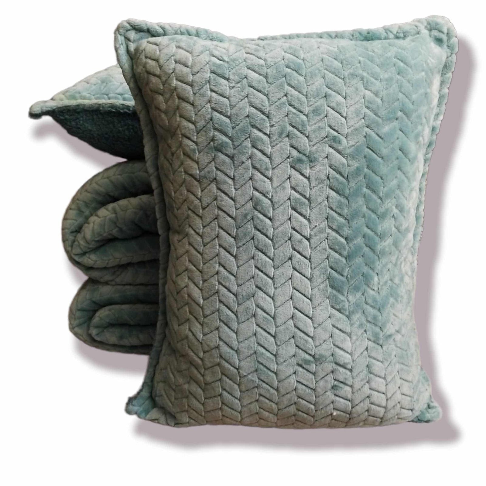 Edredón Sherpa Nórdico Aqua Jacquard Espiga: Sedalina Tacto Peluche, Sherpa Interior, 600grs Gramaje, 260cm Largo + Fundas Almohadas Regalo 50x70cm. - Imagen 2