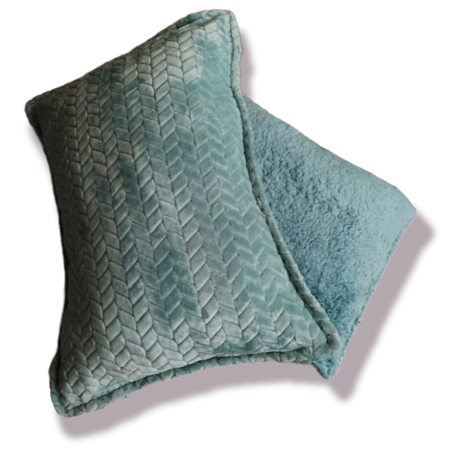 Edredón Sherpa Nórdico Aqua Jacquard Espiga: Sedalina Tacto Peluche, Sherpa Interior, 600grs Gramaje, 260cm Largo + Fundas Almohadas Regalo 50x70cm. - Imagen 4
