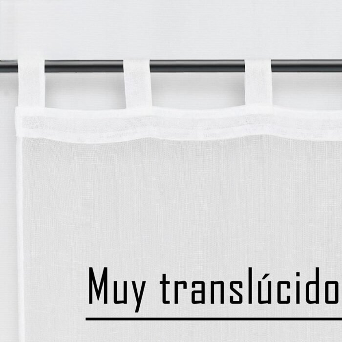 Cortina de Cocina visillo Bordado con Trabilla Translucidas para Decoración de Ventanas cocina en varios altos 140 cm Hasta 220cm. Color Multicolor Marrón. - Imagen 5