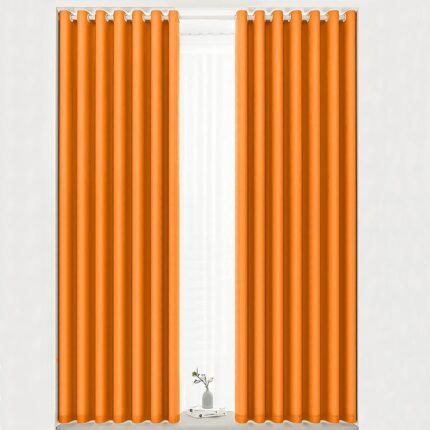 Cortina Opaca Lisa en Naranja Suave, ventanas, Sala, Salón ,Dormitorio con 8 Ojales de Acero Paquete 1 Piezas de 140x260cm.