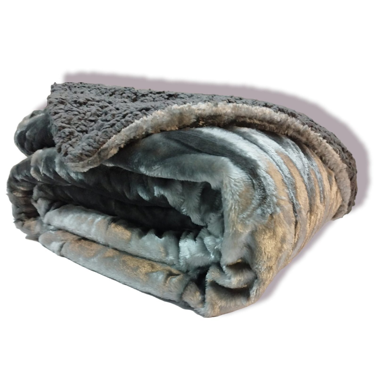 Manta para Sofá y Cama Sherpa con Visón en Gris: Calidez, Comodidad y Estilo Decorativo. - Imagen 4