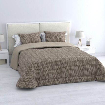 Edredón Sherpa Nórdico Cama Topo Jacquard Espiga: Sedalina Tacto Peluche, Sherpa Interior, 600grs Gramaje, 260cm Largo + Fundas Almohadas Regalo 50x70cm.