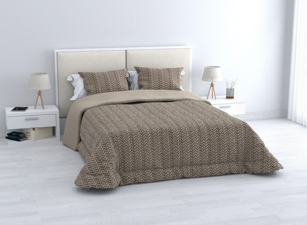 Edredón Sherpa Nórdico Cama Topo Jacquard Espiga: Sedalina Tacto Peluche, Sherpa Interior, 600grs Gramaje, 260cm Largo + Fundas Almohadas Regalo 50x70cm.