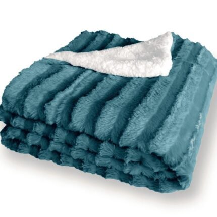 Manta de sofá de visón de pelo con sherpa para cama calentita y mimosa decorativa las mejores compañera viaje son decorativa mimosa en 4 Tamaños Color Petrol.