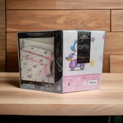 Sábanas de Verano Unicornio Rosa Dreaners by ROOMERS: Juego de 3 Piezas para Camas de 90-105cm, Policoton 50/50, Bajeras Ajustables hasta 30cm, Encanto y Confort en Cada Sueño.
