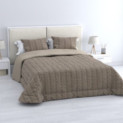 Edredón Sherpa Nórdico Beis Jacquard Espiga: Sedalina Tacto Peluche, Sherpa Interior, 600grs Gramaje, 260cm Largo + Fundas Almohadas Regalo 50x70cm.