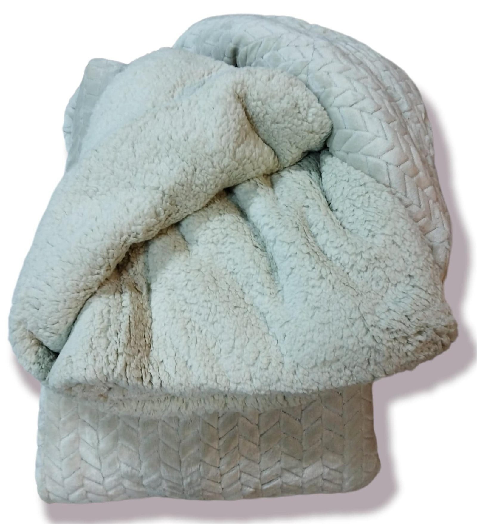 Edredón Sherpa Nórdico Beis Jacquard Espiga: Sedalina Tacto Peluche, Sherpa Interior, 600grs Gramaje, 260cm Largo + Fundas Almohadas Regalo 50x70cm. - Imagen 3