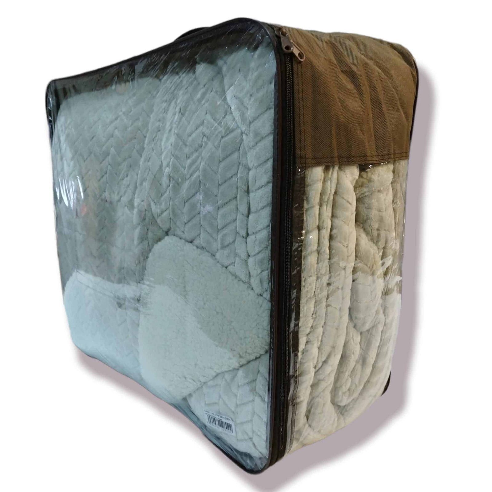 Edredón Sherpa Nórdico Beis Jacquard Espiga: Sedalina Tacto Peluche, Sherpa Interior, 600grs Gramaje, 260cm Largo + Fundas Almohadas Regalo 50x70cm. - Imagen 7