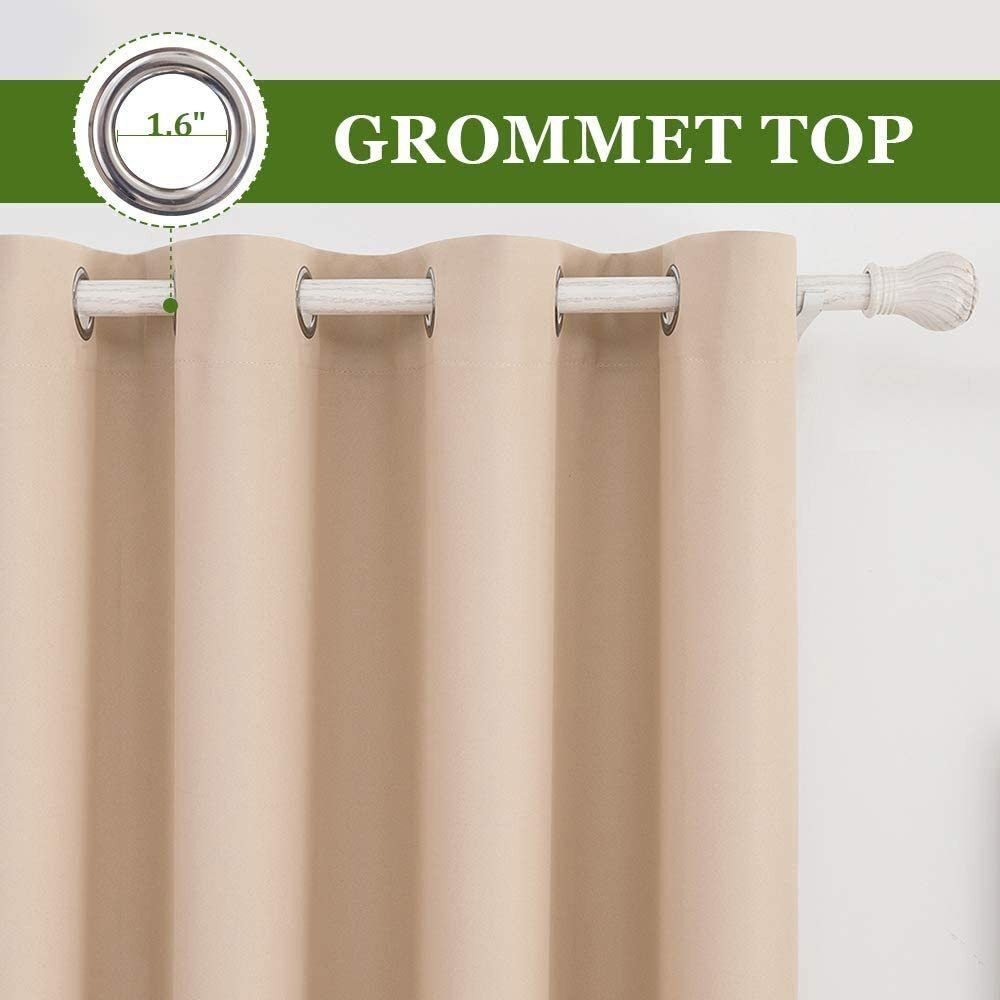 Cortinas opacas beis lisa Súper Suave para Dormitorio Sala Habitación ,con 8 Ojales acero. - Imagen 2