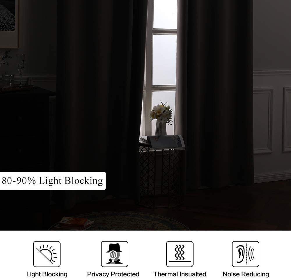 Cortinas opacas beis lisa Súper Suave para Dormitorio Sala Habitación ,con 8 Ojales acero. - Imagen 6