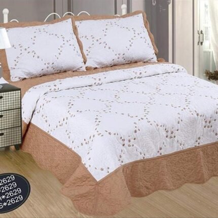 Colcha bouti Cubrecama Cama Bordada Cosida con Fundas para Primavera/Verano/otoño, color Tostado (F-2629)