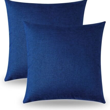 Juego de 2 Fundas de Cojines azul eléctrico de Lino Laminado con Cremalleras, Varios Tamaños Disponibles, Fundas para Almohadas de Alta Calidad.