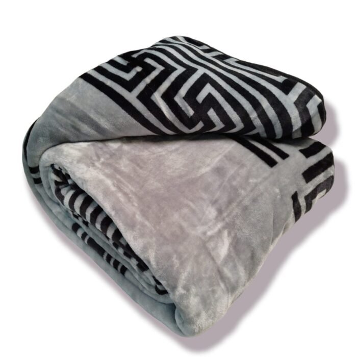 Manta Terciopelo Sofá y Cama de otoño e invierno, Manta Térmica tacto suave de 220 x 240 cm Modelo 12 Gris y Negro de 360g/m2. - Imagen 2