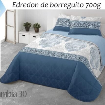 Edredón Nórdico de Invierno ZAMBIA 30 en Sedalina y Sherpa de 700 g - Colcha de invierno Azul para Cama 135/150 cm- 240x270cm.
