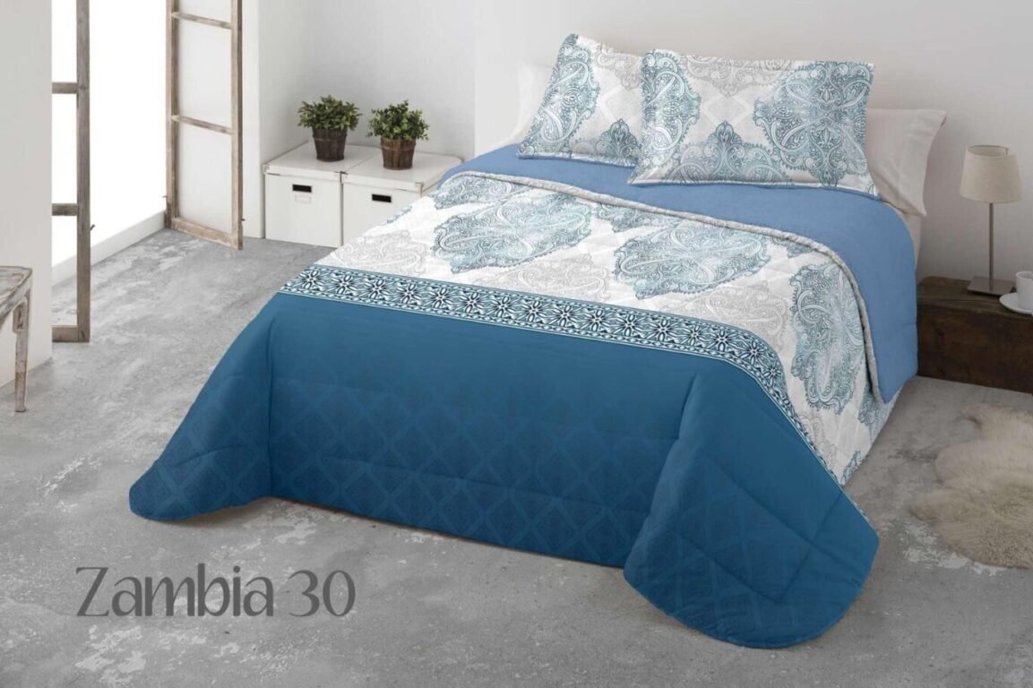 Edredón Nórdico de Invierno ZAMBIA 30 en Sedalina y Sherpa de 700 g - Colcha de invierno Azul para Cama 135/150 cm- 240x270cm. - Imagen 7