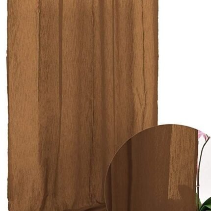cortinas Visillos translúcida para ventanas ,puertas de salón, habitación, dormitorio, terraza, 100% polyester, color Marrón, F-0575, Medidas 145 x 260 cm