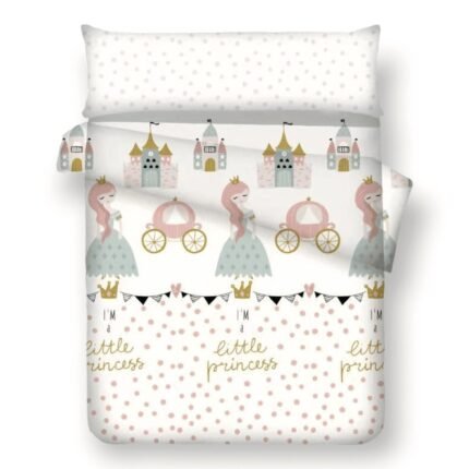 funda nórdica para cama de 90cm princesas juego con bajera 3 piezas juvenil Tejido 50% algodón, 50% poliéster.