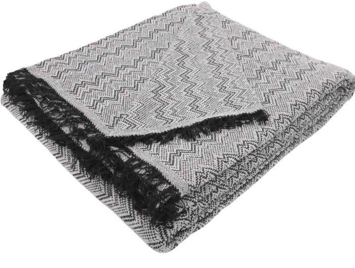 Cubre sofá Multiusos, jarapas algodón zigzag, crudo Marrón.