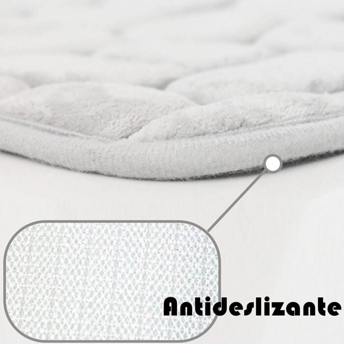 Alfombra Baño Color Sólido Gris Antideslizante Alfombra Suave Absorbente con Dibujo Geométrico para Baño Dormitorio Pasillo Sala de Estar Cocina Hay dos Medidas (40 x 60 cm y 50 x 70 cm). - Imagen 2