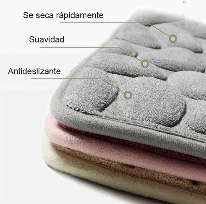 Alfombra Baño Color Sólido Gris Antideslizante Alfombra Suave Absorbente con Dibujo Geométrico para Baño Dormitorio Pasillo Sala de Estar Cocina Hay dos Medidas (40 x 60 cm y 50 x 70 cm). - Imagen 3