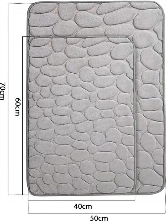 Alfombra Baño Color Sólido Gris Antideslizante Alfombra Suave Absorbente con Dibujo Geométrico para Baño Dormitorio Pasillo Sala de Estar Cocina Hay dos Medidas (40 x 60 cm y 50 x 70 cm). - Imagen 4