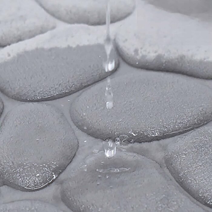 Alfombra Baño Color Sólido Gris Antideslizante Alfombra Suave Absorbente con Dibujo Geométrico para Baño Dormitorio Pasillo Sala de Estar Cocina Hay dos Medidas (40 x 60 cm y 50 x 70 cm). - Imagen 5