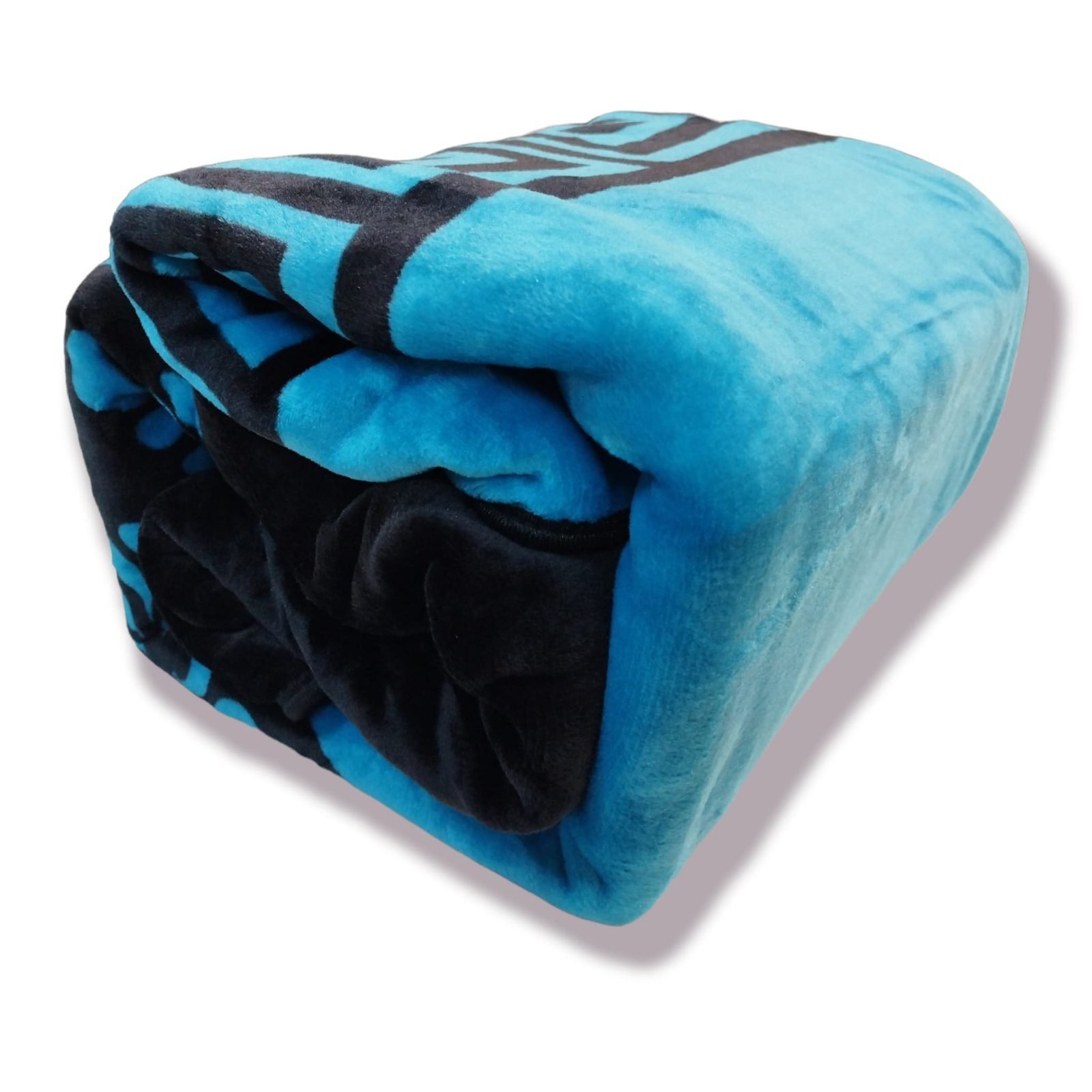 Manta Terciopelo Sofá y Cama de otoño e invierno. Manta Térmica tacto suave de 220 x 240 cm modelo 01 color azulón y negro de 360g/m2 - Imagen 2
