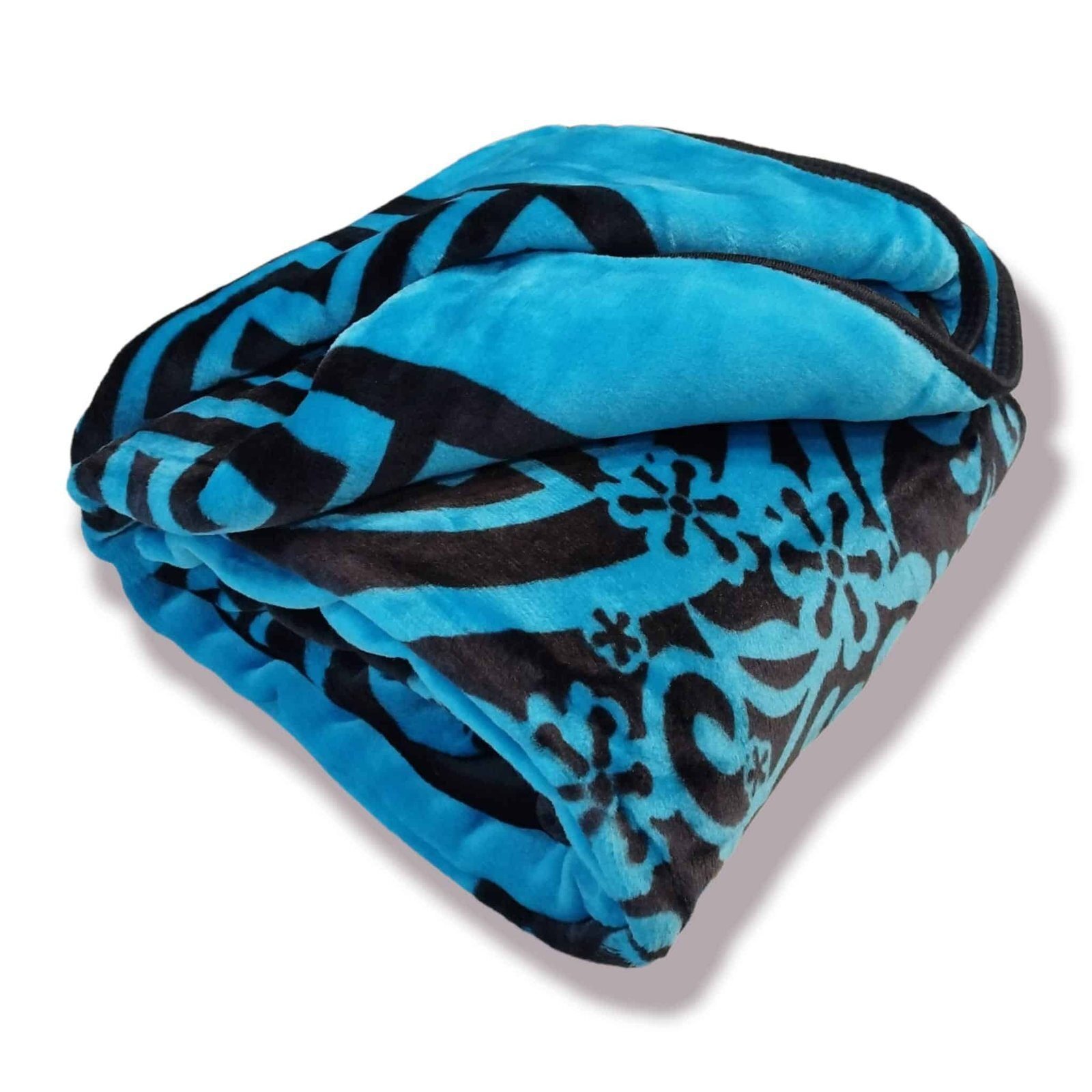 Manta Terciopelo Sofá y Cama de otoño e invierno. Manta Térmica tacto suave de 220 x 240 cm modelo 01 color azulón y negro de 360g/m2 - Imagen 3