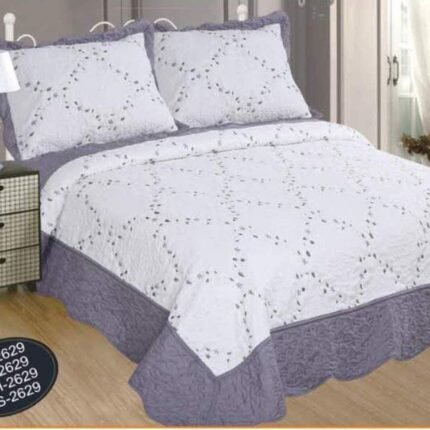 Colcha Bouti Gris Cama Cubrecama Bordada Cosida con Fundas para Primavera/Verano/otoño (N-2629) .