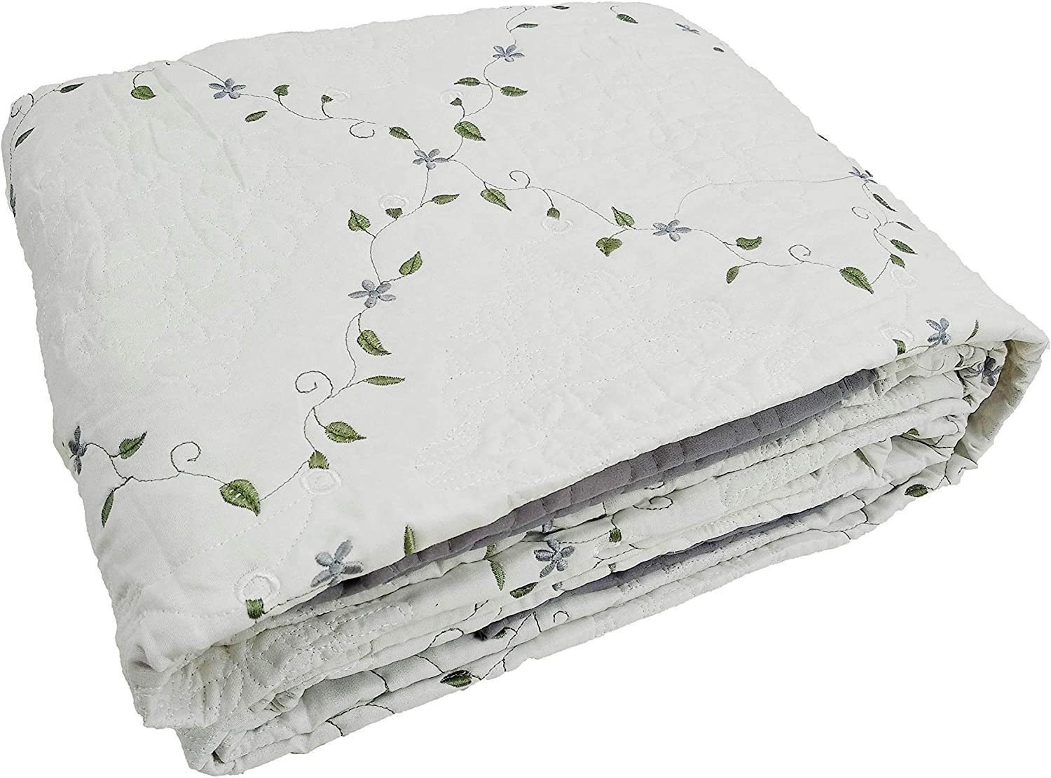 Colcha Bouti Gris Cama Cubrecama Bordada Cosida con Fundas para Primavera/Verano/otoño (N-2629) . - Imagen 2