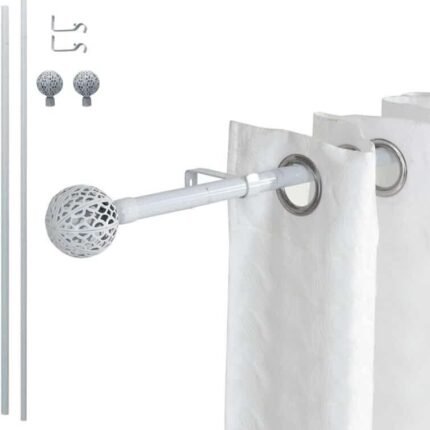 Barra Extensible Blanca para Cortina Estilo Rústico 19-16mm