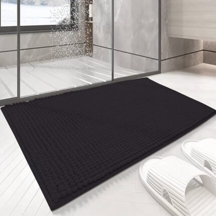 Alfombra Baño ,Cocina ,Mascota, En Negro, Antideslizante, Multifuncional ,Felpa Microfibra Chinilla, Suave, Cómoda Y Súper Absorbente Hay Dos Medidas (40X60cm Y 50X70cm).