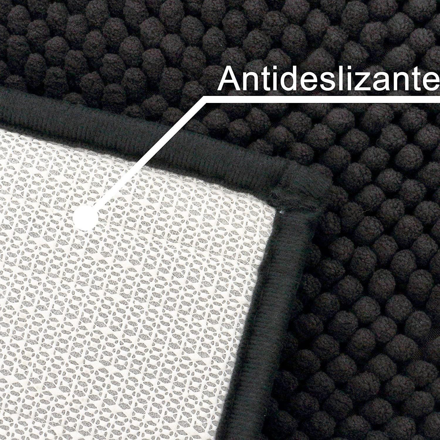 Alfombra Baño ,Cocina ,Mascota, En Negro, Antideslizante, Multifuncional ,Felpa Microfibra Chinilla, Suave, Cómoda Y Súper Absorbente Hay Dos Medidas (40X60cm Y 50X70cm). - Imagen 3