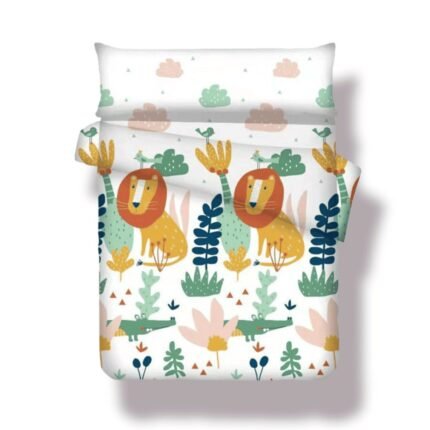 funda nórdica para cama de 90cm leones juego con bajera 3 piezas juvenil Tejido 50% algodón, 50% poliéster.