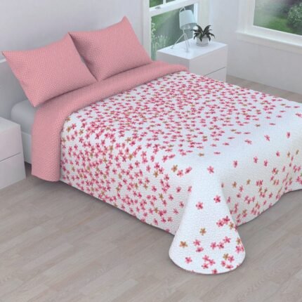 Colcha bouti reversible Cosida  Victorio & Lucchino celia en Rosa,Cubre con Fundas de cojin 50x70cm para Primavera/Verano/otoño.