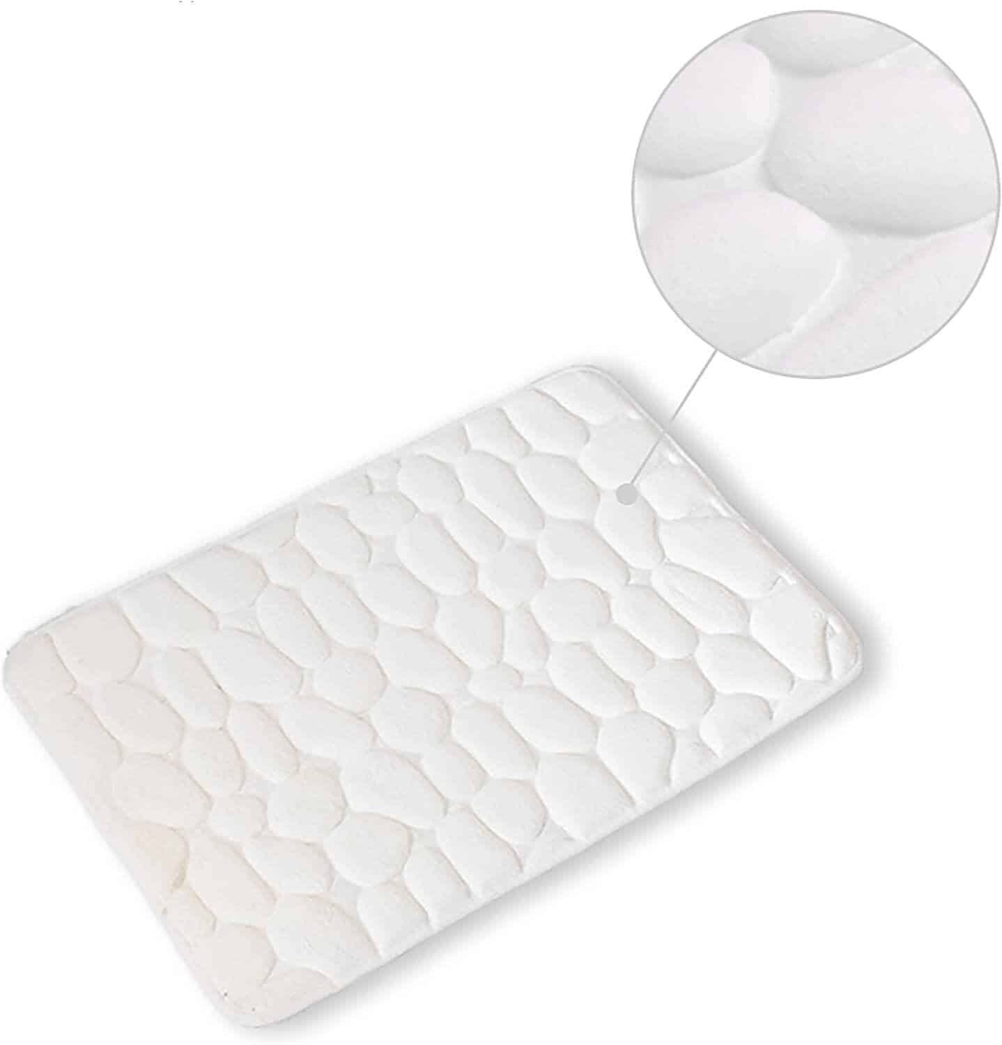 Alfombra Baño Color Sólido Blanco Antideslizante Alfombra Suave Absorbente con Dibujo Geométrico para Baño Dormitorio Pasillo Sala de Estar Cocina Hay dos Medidas (40 x 60 cm y 50 x 70 cm). - Imagen 2
