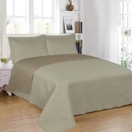 Colcha Beis, Lisa económica ,Reversible de la Colección El Molino, Colcha de Verano Lavable a Máquina para Cama Individual y Matrimonial.