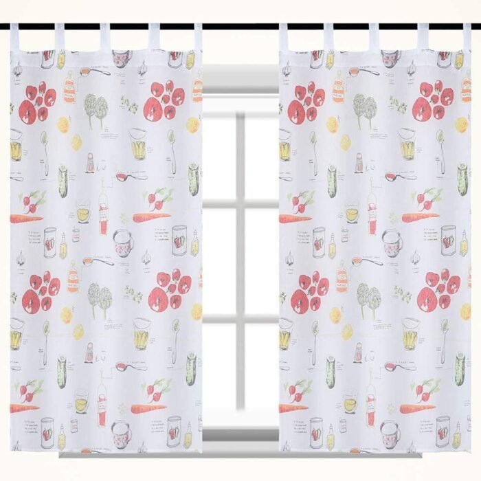 cortina de cocina estampadas con presillas translucidas para cocina decoración de ventanas, varios altos desde 140cm hasta 220 cm.