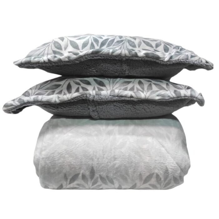 Edredón de Invierno Gris Sedalina 700 gr: Con Sherpa y Cuadrantes Regalo 50x70cm - Imagen 2