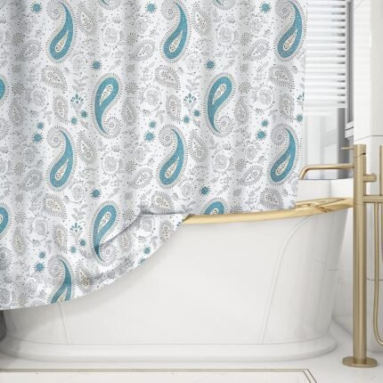 Cortina de baño impermeable y bañera Modelo Cachi mil en Azul, Resistente al Moho, Anti Moho y Impermeables 100% Polyester