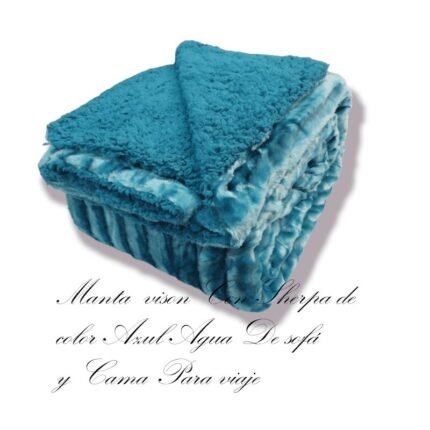 Manta para Sofá y Cama Sherpa con Visón en Aqua: Calidez, Comodidad y Estilo Decorativo.