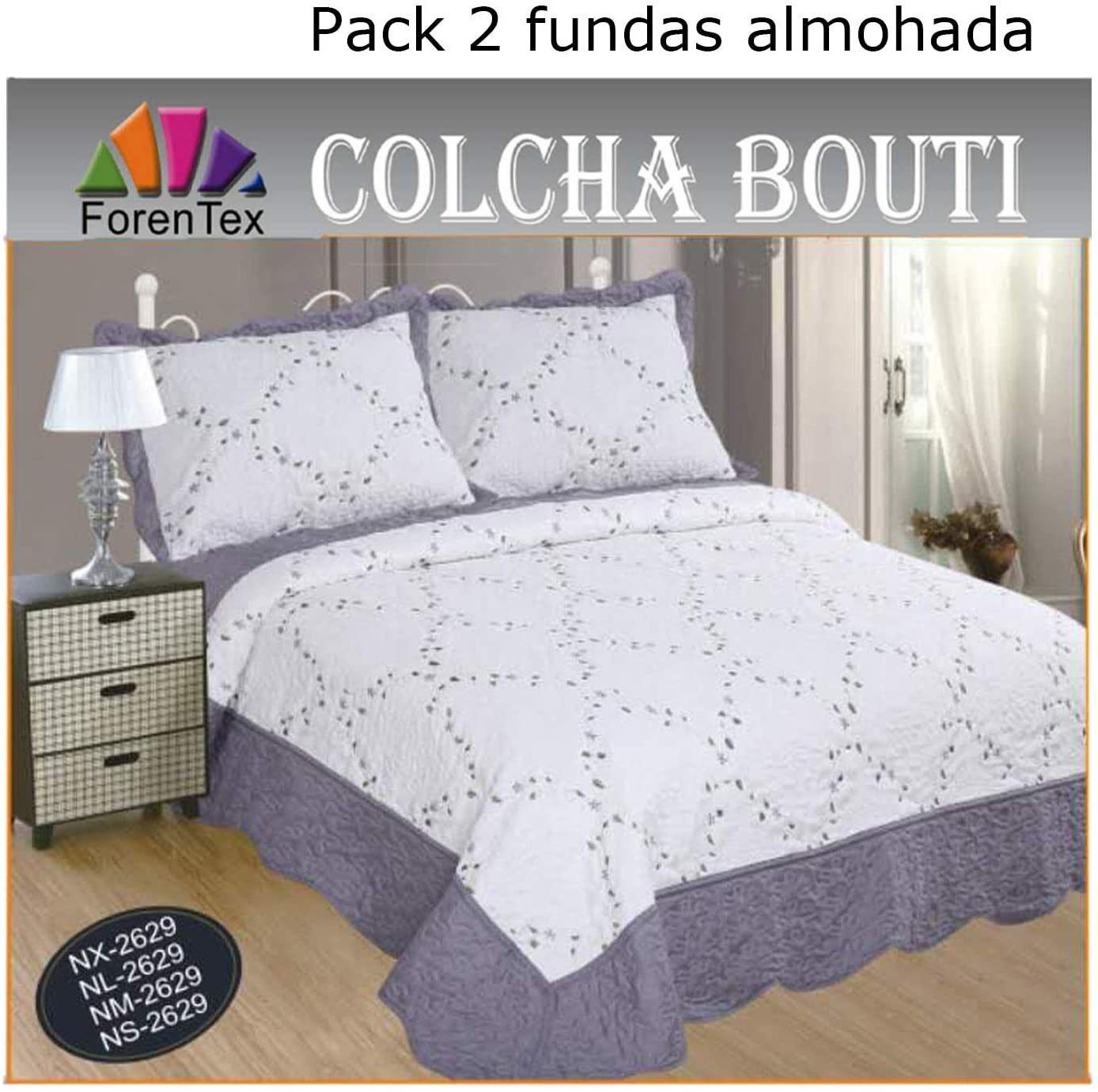 Colcha Bouti Gris Cama Cubrecama Bordada Cosida con Fundas para Primavera/Verano/otoño (N-2629) . - Imagen 5