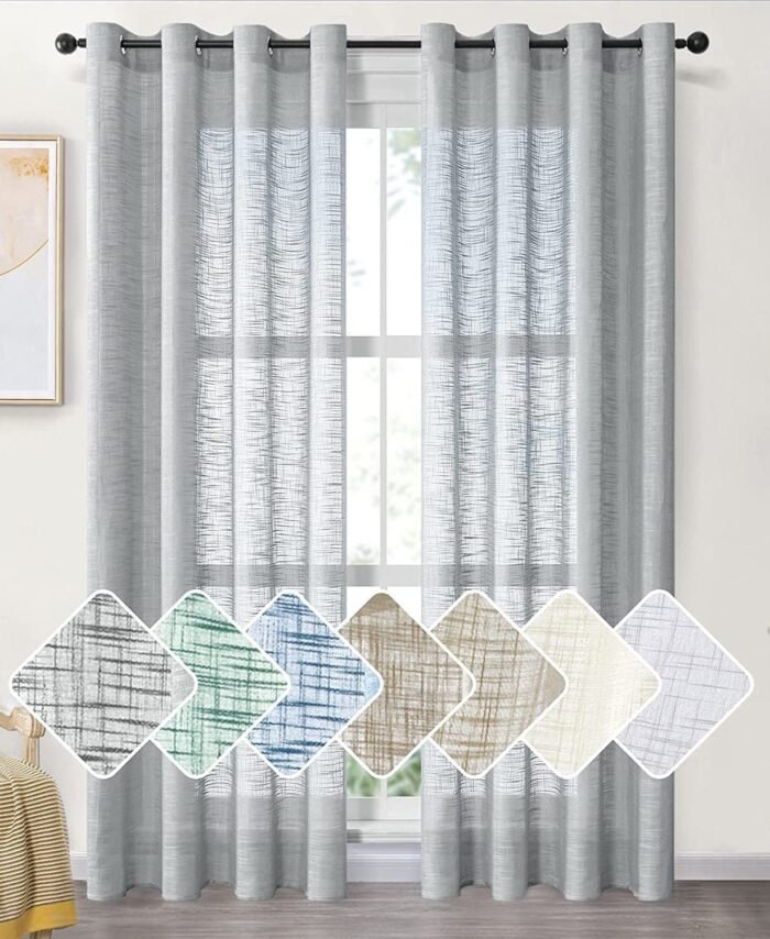 Cortinas Translúcida,Visillos en Gris plata para Ventanas, Puertas de, Salón ,Habitación ,Dormitorio, sala medidas 140x260cm. - Imagen 4