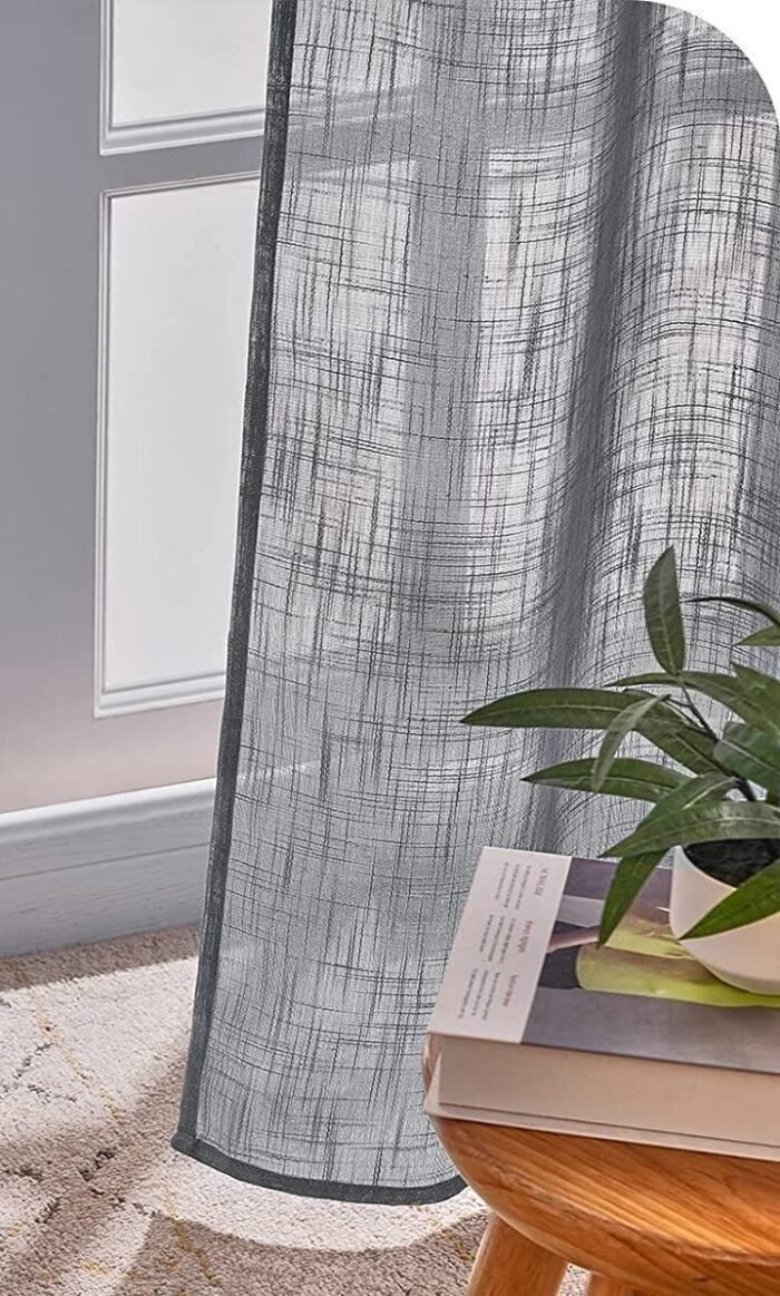 Cortinas Translúcida,Visillos en Gris plata para Ventanas, Puertas de, Salón ,Habitación ,Dormitorio, sala medidas 140x260cm. - Imagen 6