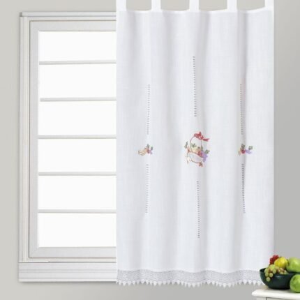Cortinas Rústicas Bordadas 1m para Cocina - Ventanas y Puertas